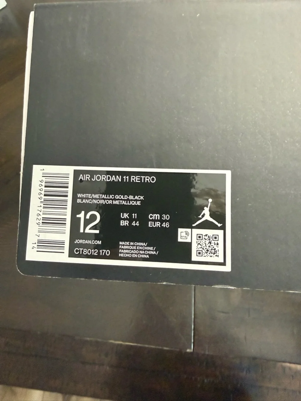 Jordan 11 Gratitude Basketball Sneakers in White, Black & Gold - Picture 9 of 9